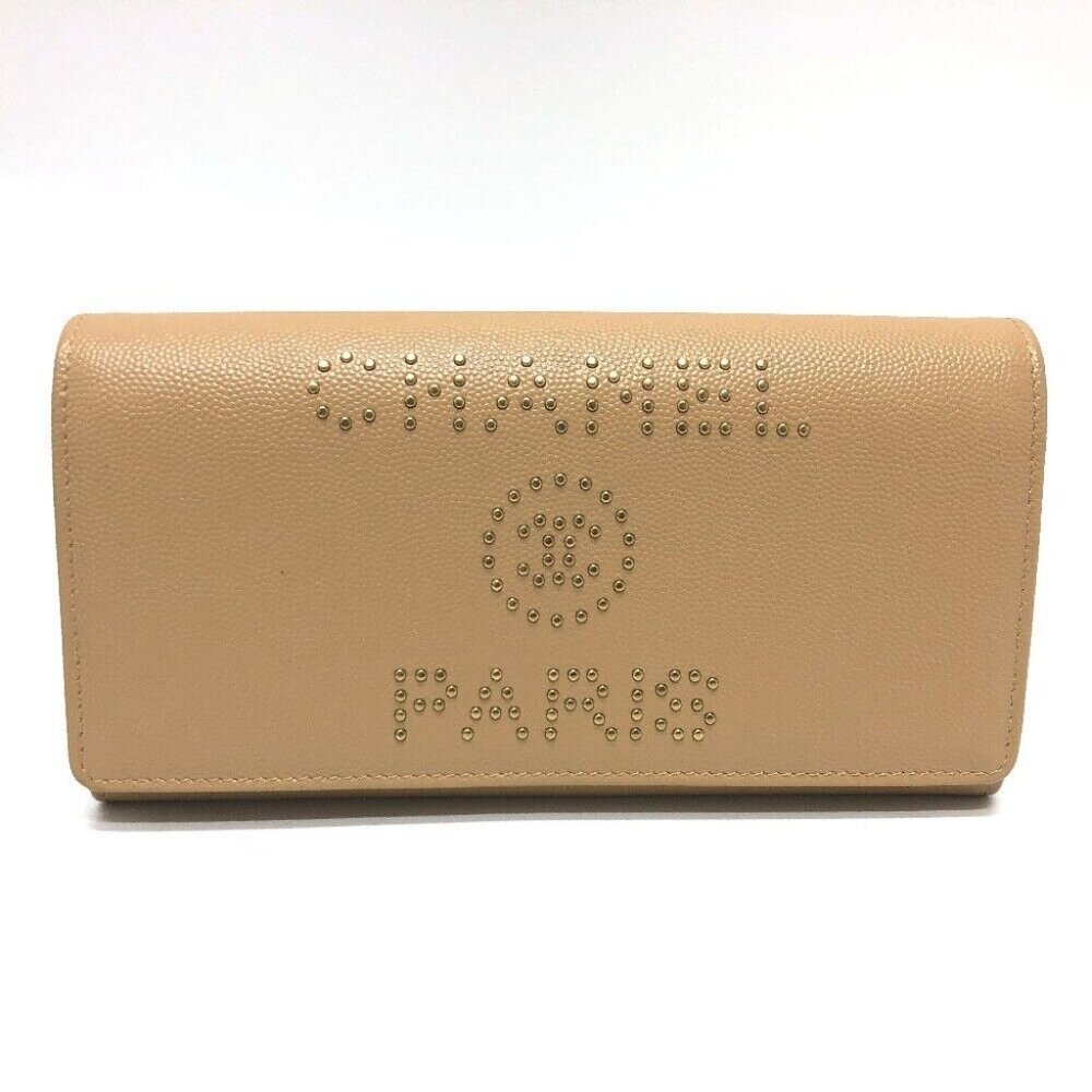 CHANEL Long wallet Studs logo Two fold Long Wallet
